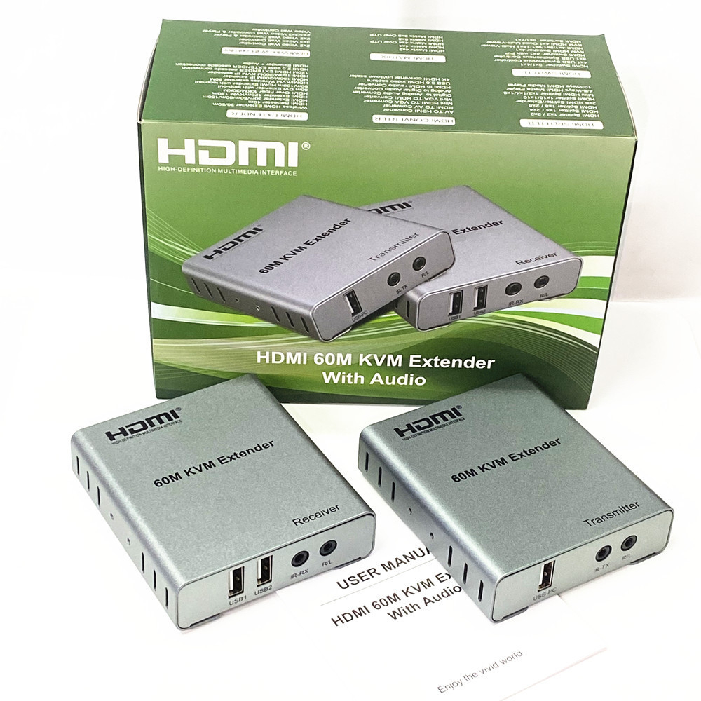 60M USB KVM HDMI Verlängerung 1080P über Katze5e Katze6 RJ45 Ethernet Kabel Audio- Video Absender Empfänger Signal erweiterung Konverter