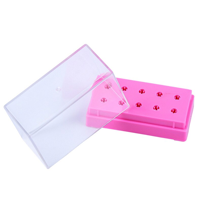 Clear Plastic Nail Drill Bits Storage Box Stand Display 7/10 Holes Organizer Case Container Manicure Tool Accessory
