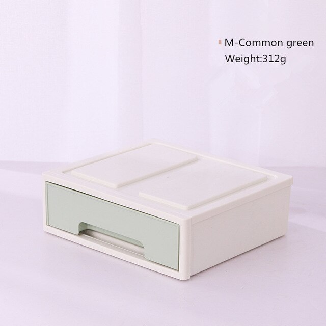 Japanese Plastic Drawer Desktop Storage Box Cabinets Debris Makeup Organizer Jewelry Case Office Stationery Drawer Boxes 1pc: M-Common green