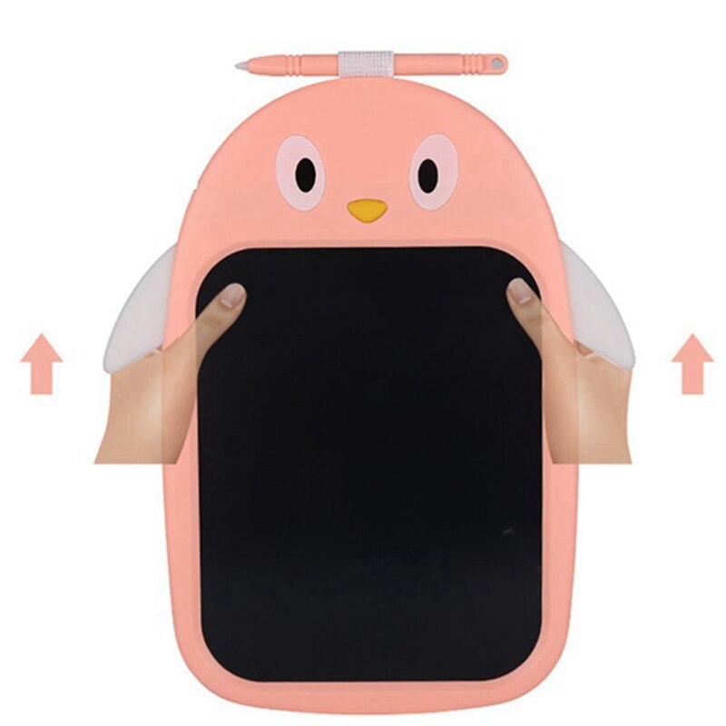 Mini tablette d'écriture LCD couleur pingouin pour enfants, écran de verrouillage à un bouton