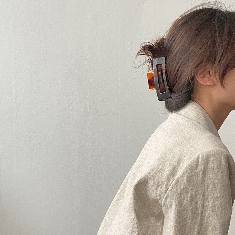 Hangzhi 2020 novo vintage grandes garras de cabelo pérola marrom acrílico lavagem rabo de cavalo titular grampos de cabelo para acessórios de cabelo feminino