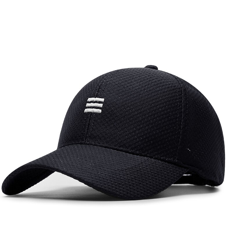 Adult Summer Outdoors Cool Thin Mesh Sun Hat Big Bone Men and Women Polyester Plus Size Baseball Cap 56-60cm 60-64cm: Navy White Bar / 56-60cm