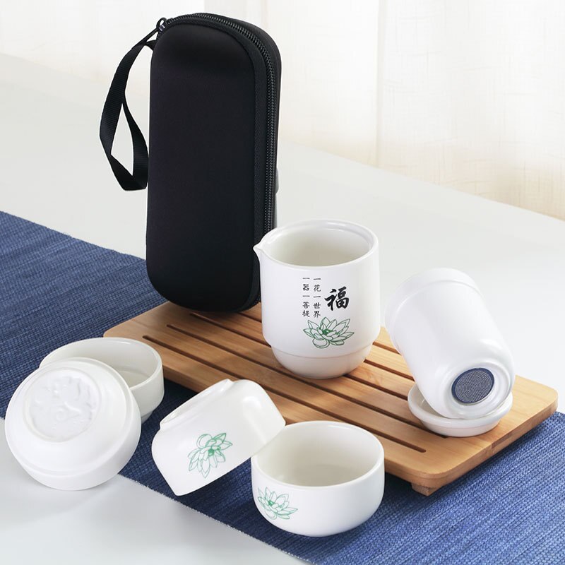 Alta guality porcelana chinesa conjunto de chá portátil copos de chá para viagens com saco portátil viagem conjunto de chá garrafa cerâmica para ao ar livre