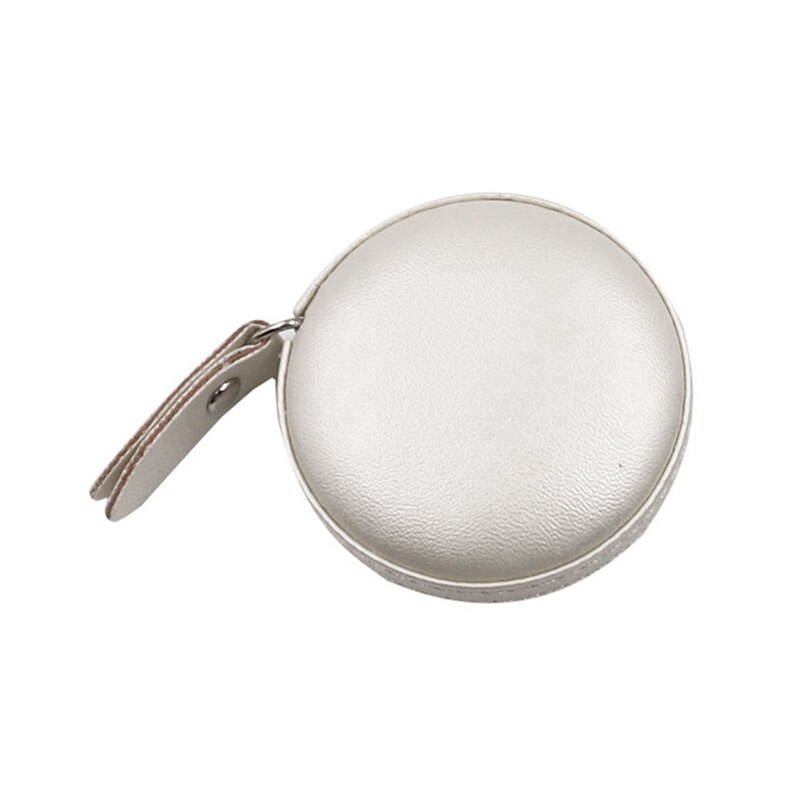 Measuring Tape Portable PU Leather Round Mini Tape Measures Retractable Ruler For Body Waistline Chest Circumference: Gold