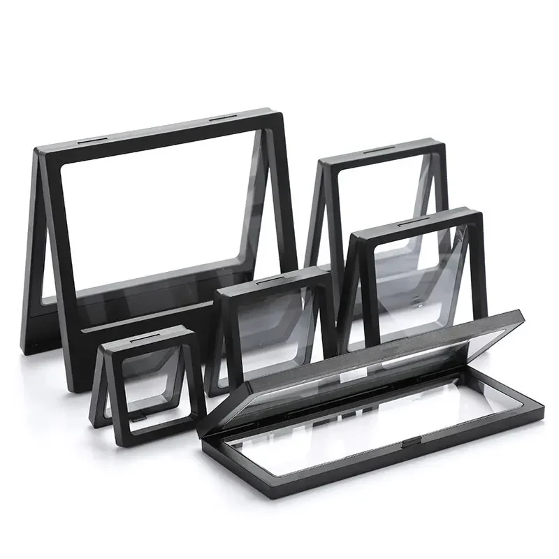 3D Floating Picture Frame Shadow Box Jewelry Display Stand Ring Pendant Holder Protect Jewellery Stone Presentation Case