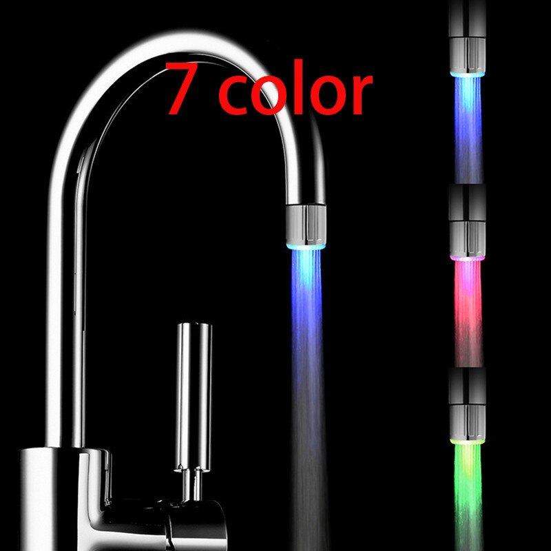 Luminous Light-up Temperature Sensing LED Basin Faucet Tap Basin Water Nozzle Bathroom Kitchen Faucets Water Temperature Sensor: 7 color