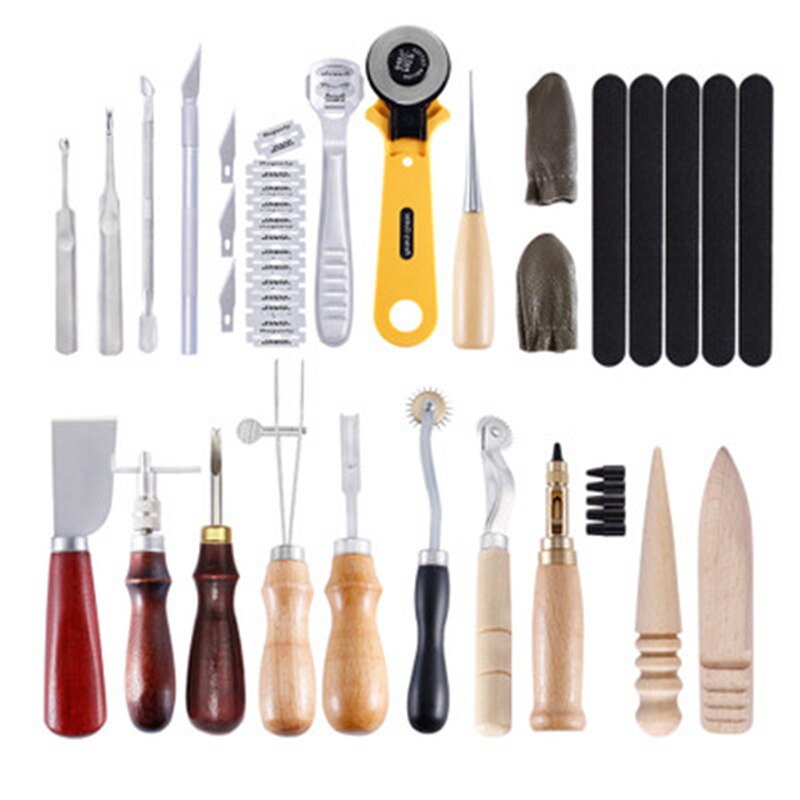 DIY Leather Craft Tools Kit Hand Sewing Stitching Punch Carving Work Set Accessories: Style 6