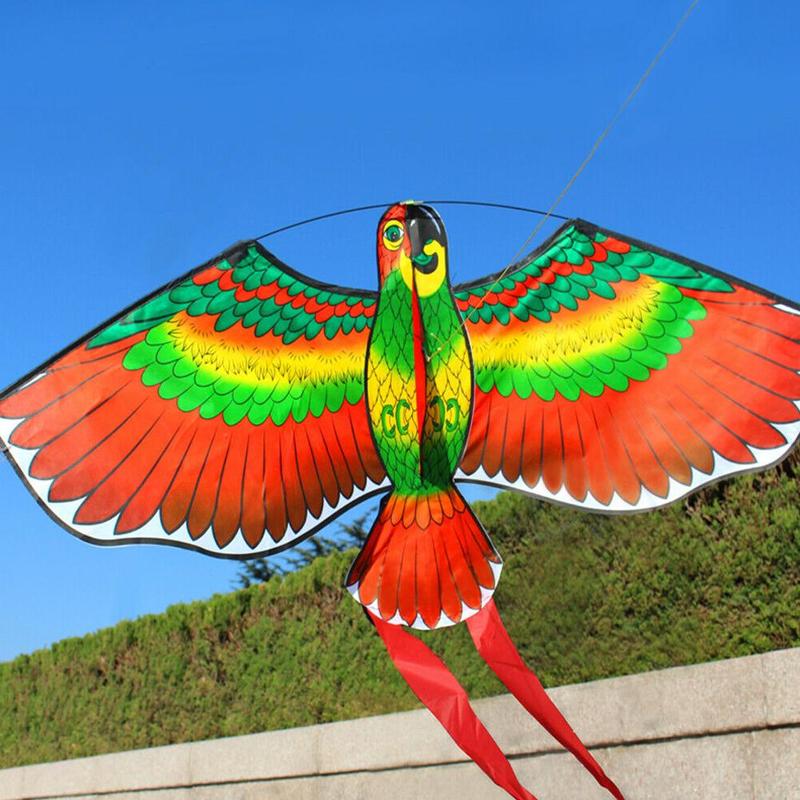 1.1m Flat Parrot Kite Children Flying Bird Kites Windsock Outdoor Toys Garden Cloth Toys For Kids