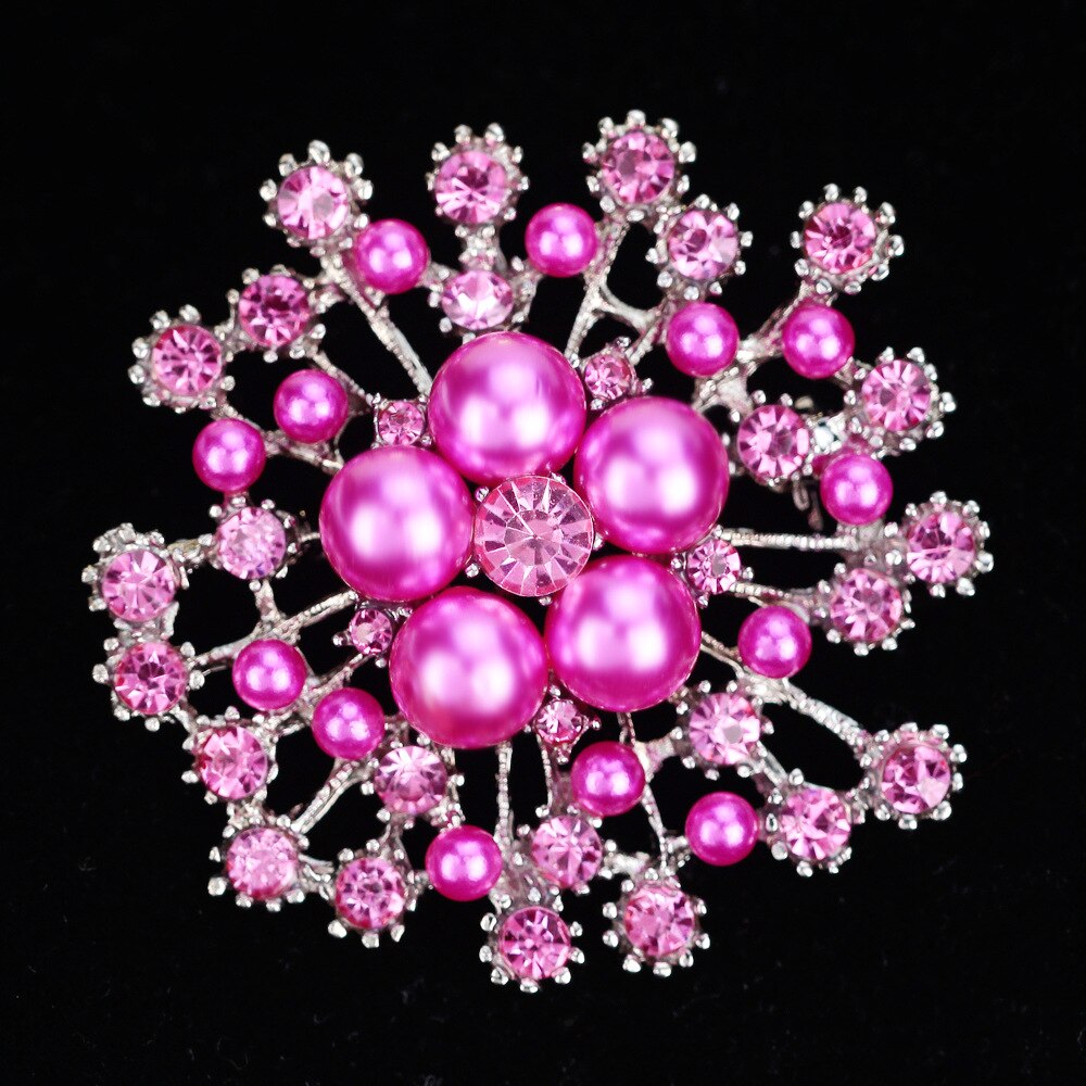 Cristal brilhante floco de neve broche feminino liga strass cachecol fivela colar pinos broche clipe badg presentes para mulher: rose red