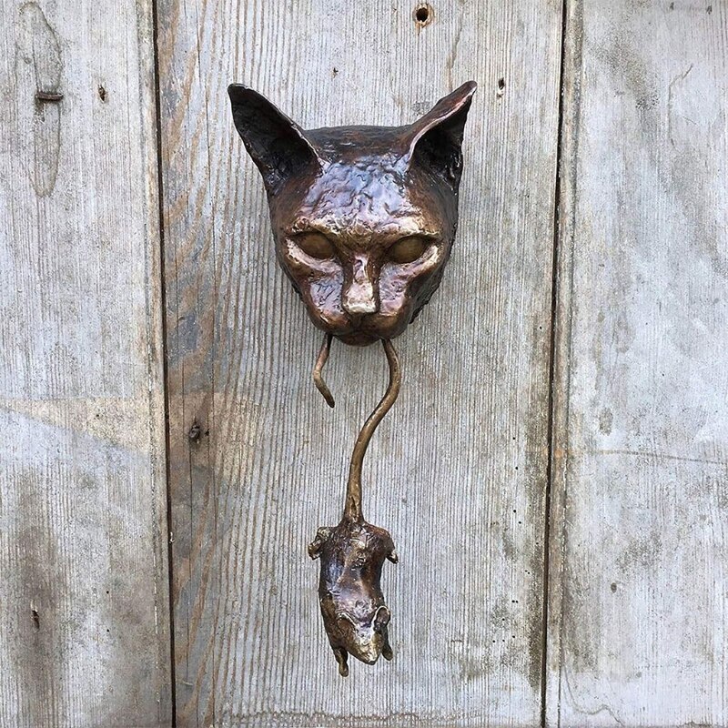 M89B Hars Cat Catch Muis Deurklopper Kat Deurklopper Met Swingende Muis Voordeur Decor Handgemaakte Deurknoppen Voor Kat liefde