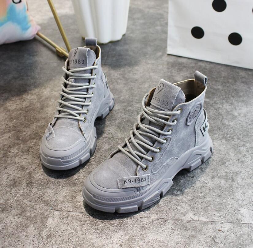 frühjahr neue damen schuhe herbst komfortable Martin leder stiefel dicken knöchel stiefel weibliche L1173