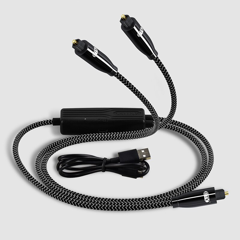 EMK Optical Fiber Splitter 1 in 2 Out Toslink Splitter Optic Audio Cable Splitter, with 24K Gold Plated Connectors for CD Player: EMK2115XP