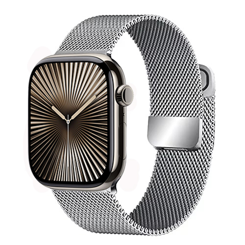 Correa milanesa para Apple Watch Ultra2 49mm 10 9 8 7 46mm 45mm 41mm 6 5 4 SE 44mm 40mm Metal magnético doble sección IWatch 3 42mm: Blue pink / 16 mm