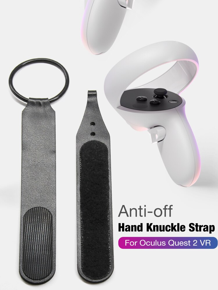 Anti-Off Hand Knuckle Band Set Voor Oculus Quest 2 Vr Vr Bril Accessoires Pu Handvat Vaste Strap Zwart 1 Paar Bandjes