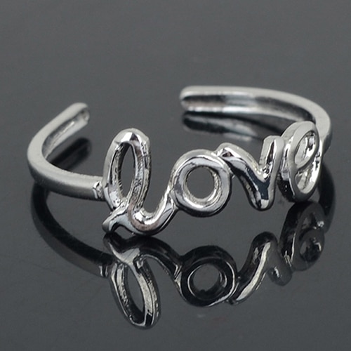 Women Hollow Love Adjustable Finger Toe Open Ring Beach Jewelry stainless steel rings for women anillo mujer engagement ring