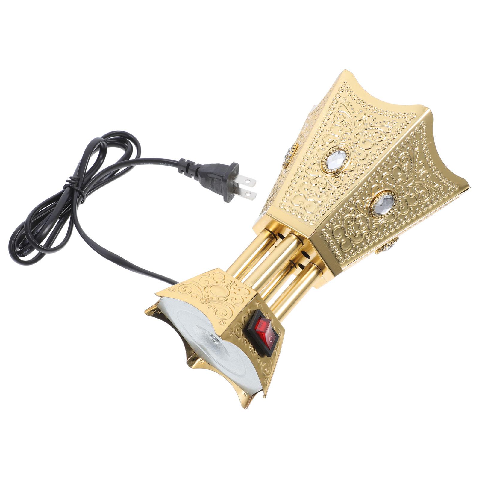 Elektrische wierook retro huishoudelijke elektrische wierookbrander wierookvat ijzeren bakhoor nament led in timer therapie huishoudelijk: Bordeauxrood