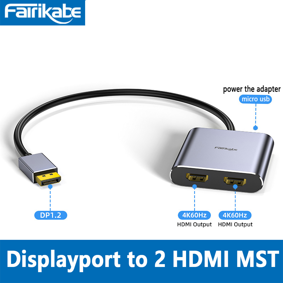 Displayport do podwójnego koncentratora HDMI Podwójny adapter wyjścia monitora 4K60Hz Rozdzielacz DP na 2HDMI Rozgałęźnik MST dla Windows Stacja dokująca DP1.2 Displayport to Dual HDMI Hub Dual 4K60Hz Output Adapter