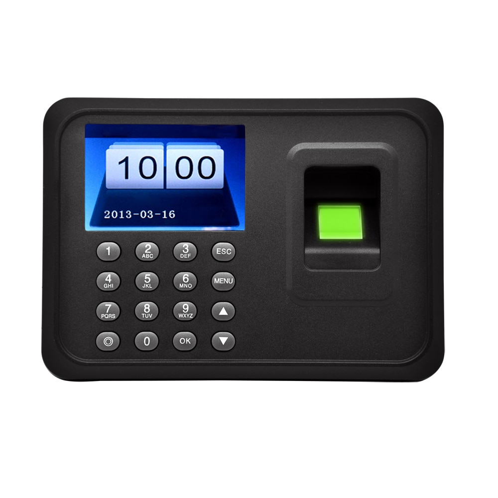 2.4" TFT LCD Display USB Biometric Fingerprint Attendance Machine DC 5V/1A Time Clock Recorder Employee Checking-in Reader A6