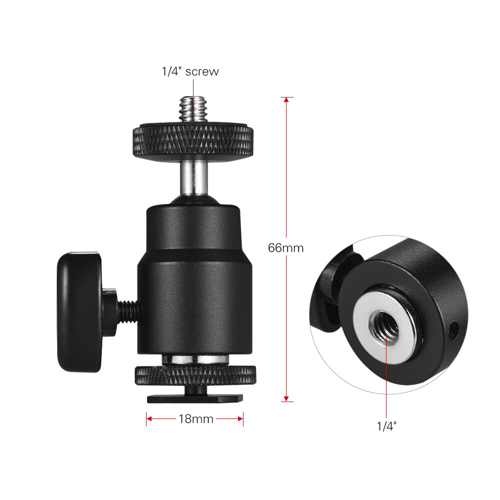 2 stücke 360 rotierend Mini Ball Kopf Heißer Schuh Adapter 1/4 "Schraube Gewinde Basis für DSLR Kamera LED Licht Monitor Stativ Monopod Kugelkopf