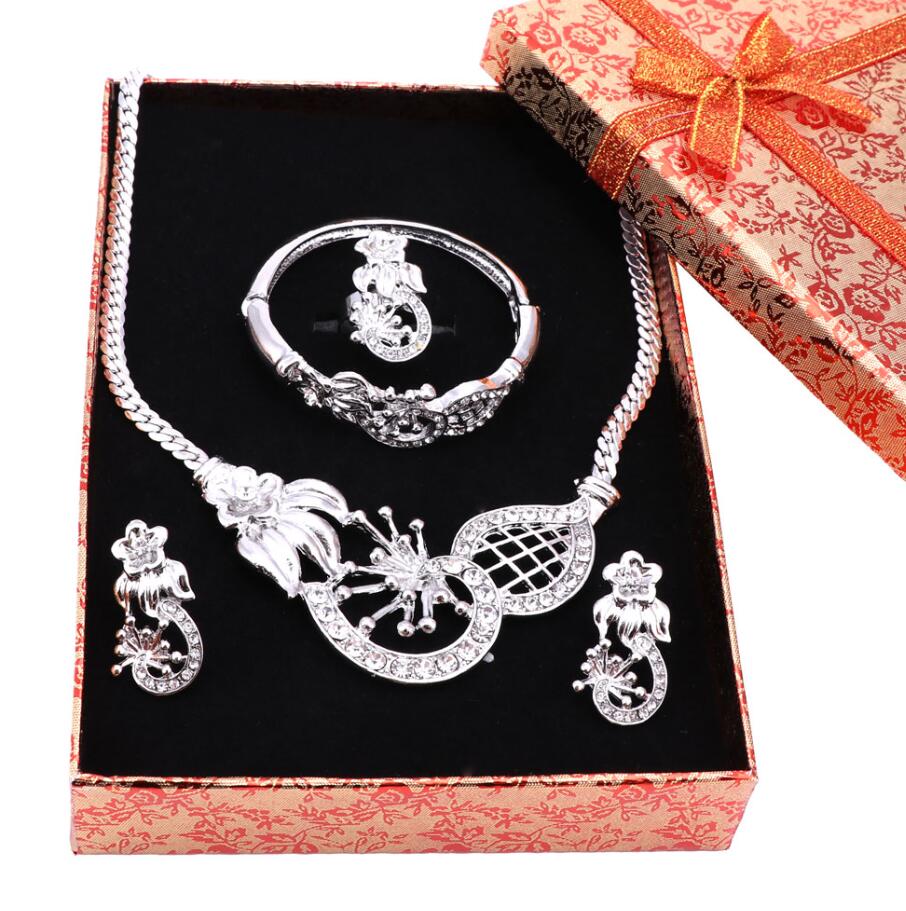 African Wedding Jewelry Sets African Women Necklace African Beads Jewelry Sets Indian Jewelry: silver set add box