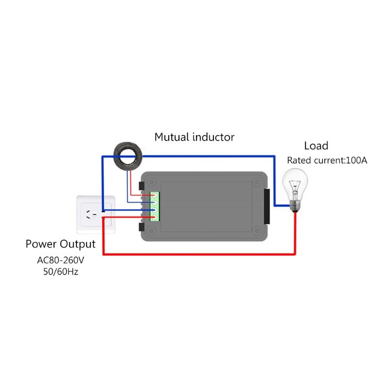 Ac 100a 6 i 1 digital strøm energiovervåkning spenningsstrøm kwh watt meter  ac 80 ~ 260v 110v 220v med delt ct