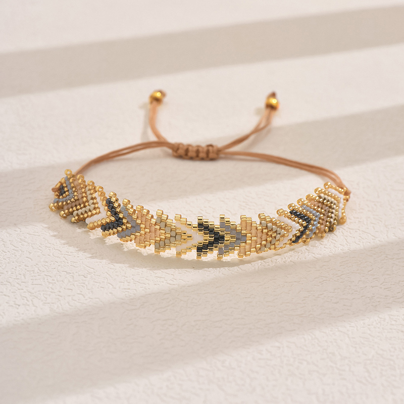 Zhongvi miyuki pulseiras de contas multicamadas sementes de vidro boêmio artesanais joias ajustáveis moda para mulheres e homens: Vermelho ferrugem