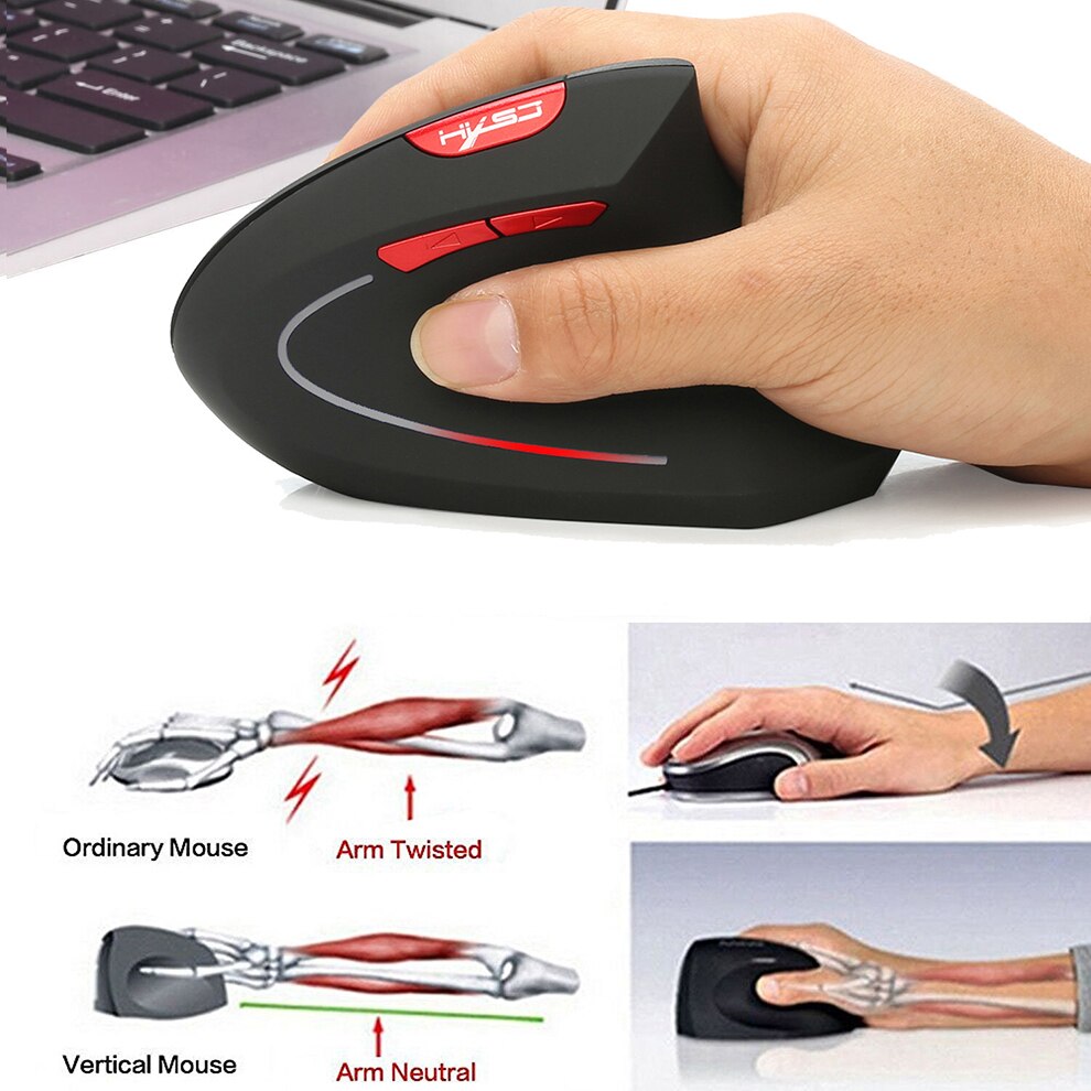 SeenDa Ergonomic Vertical Wireless Mouse Bluetooth Optical Mice for Laptop Notebook Computer Gaming Mouse 2400DPI Adjustable