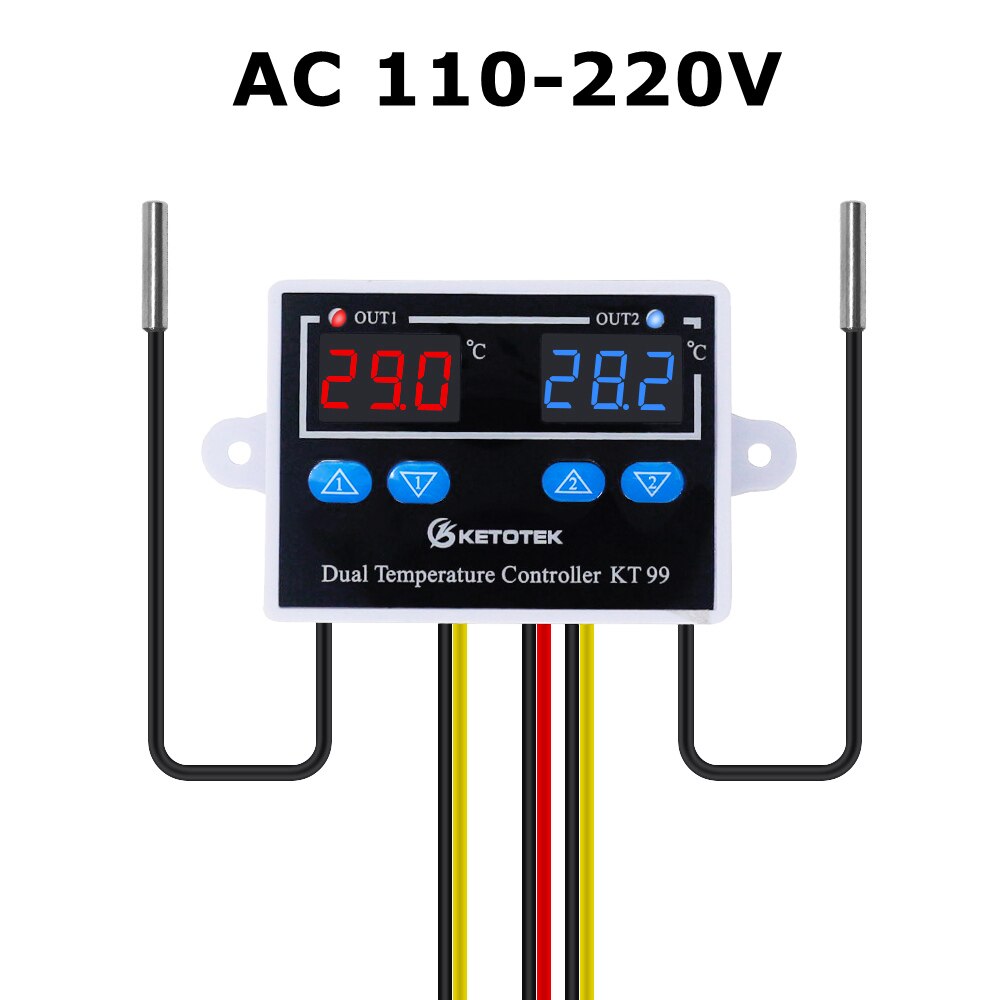 KT99 Dual Digital Thermostat Thermometer Temperatur Regler -50 ~ 120 °C Heizung Kühlung 12V 24V 110V 220V: 110V-220V AC