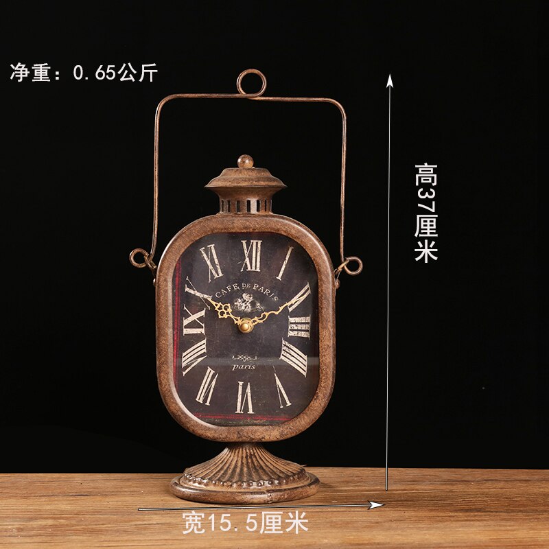 Retro Wrought Iron Desk Clock Home Desktop Distressed Pendulum Clocks Living Room Clocks and Clocks Home Furnishings: B