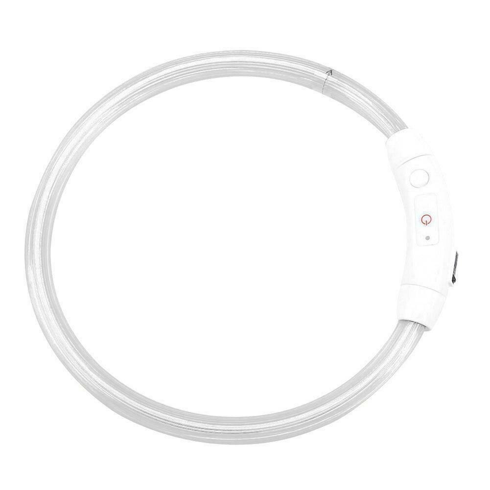 Usb Oplaadbare Led Hond Huisdier Kraag Knippert Verstelbare Veiligheid Licht Hals Ketting HG99: WHITE / L