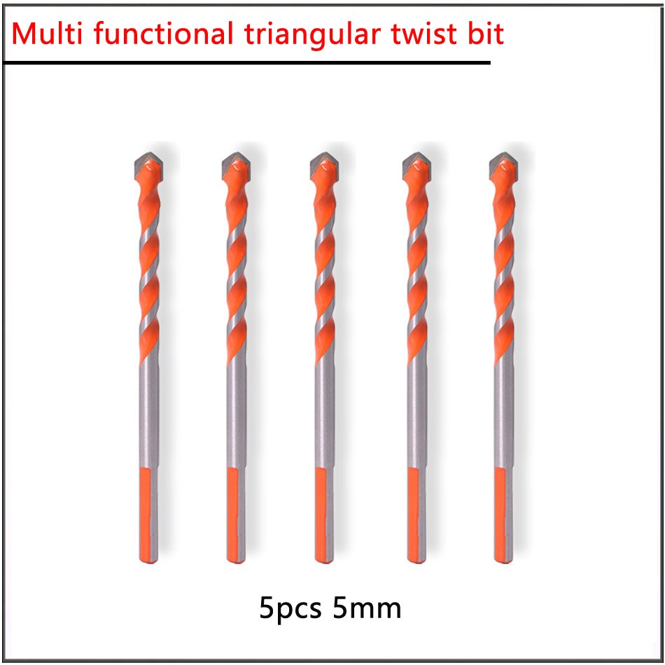 5 stk 5 6 8 10 12mm trekantet bit multifunktion trekant bit super hård legeret beton cement træ boring elektrisk bor: 5 stk 5mm