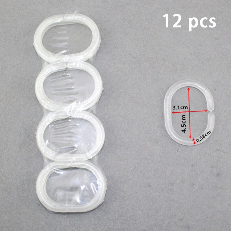 12 stuks/set voor huishoudelijke gordijnaccessoires pp plastic duurzame douchestang haak hanger badbenodigdheden voor gordijnroedes: Transparant