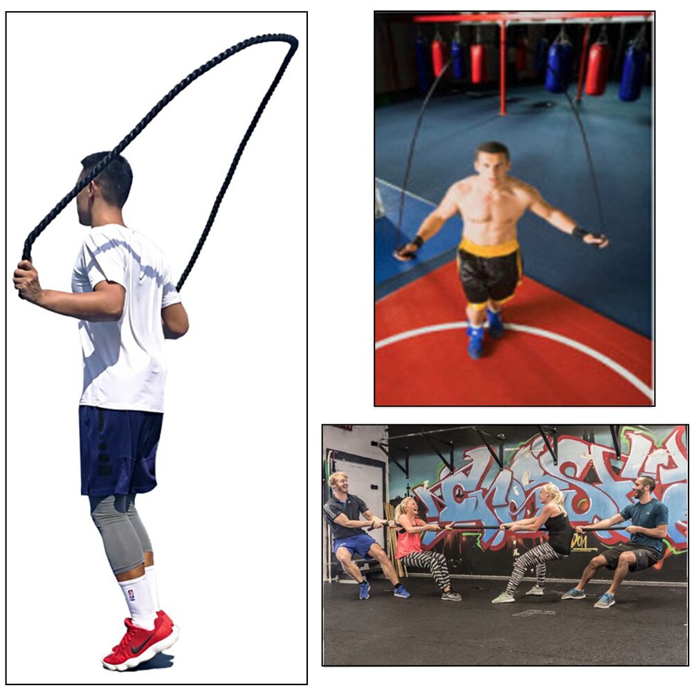 Cuerda pesada para saltar para entrenamiento físico de 25mm, cuerdas de batalla ponderadas para saltar y saltar, mejora la fuerza muscular de construcción, 2,8 m/3m