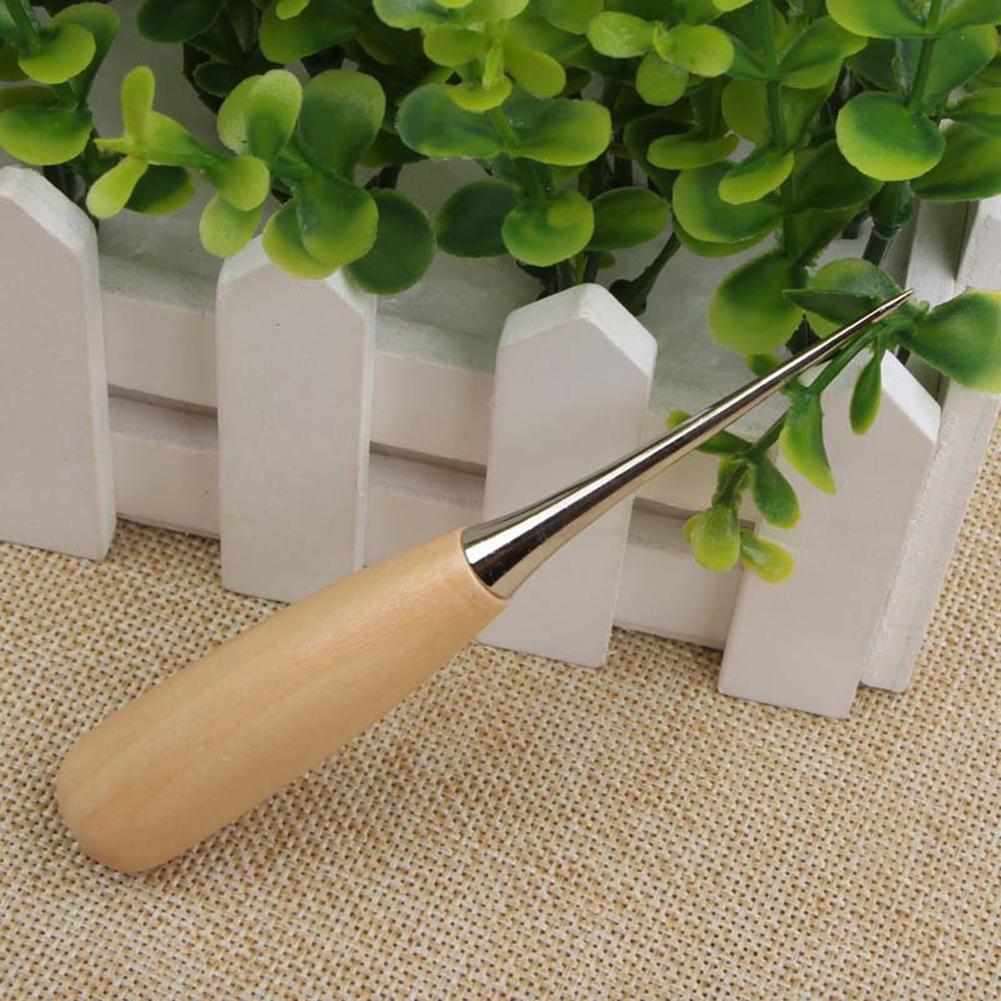 1PC DIY Leather Awl Wood Metal Handmade Sewing Awl Shoes Repair Tool Solid Wood Handle Tool 120*20mm
