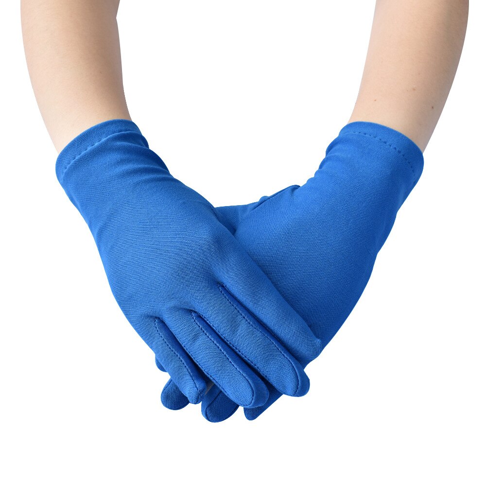Lady Girl Short Finger Wrist Satin Gloves Evening Party Prom Costume Milk Stretch Gloves Etiquette Finger Mittens Cosplay Gloves
