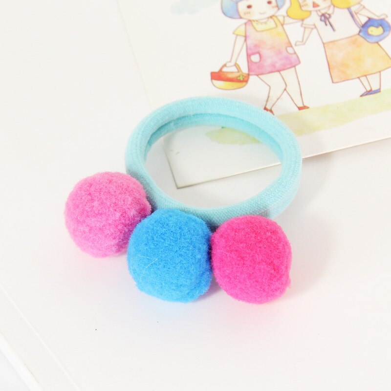 5 teile/los freundlicher Haar Zubehör Baby freundlicher Haar Ring Haar Seile Nette Pompon Elastische Haar Band Mädchen SchöNe Ball Gummi Band: 4