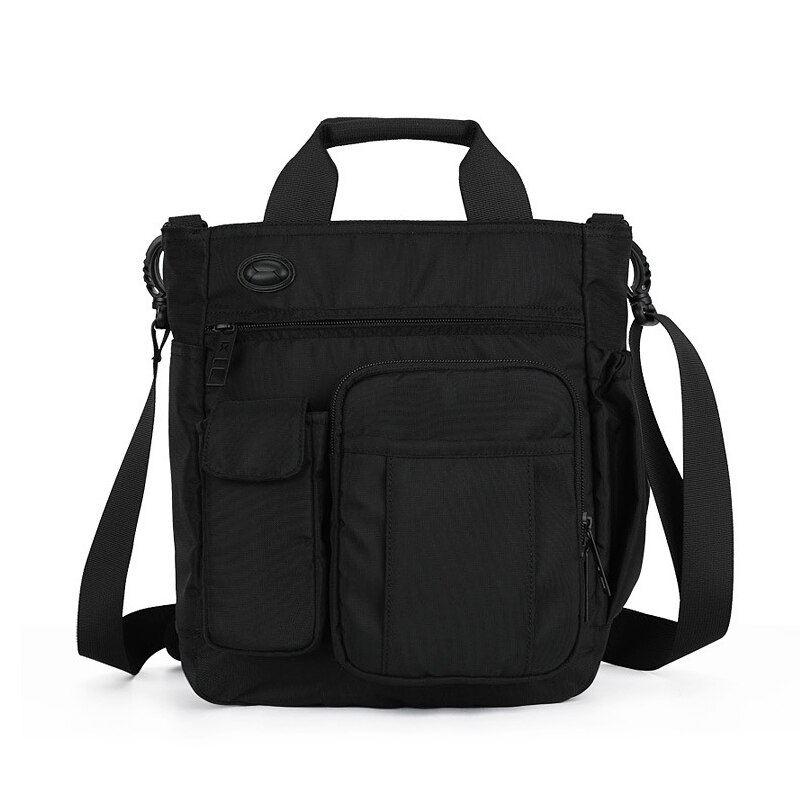 Mannen Multifunctionele Schouder Messenger Bag Met Hoofdtelefoon Gat Waterdichte Nylon Reizen Handtas Grote Capaciteit Opbergzakken XA11C: black 01