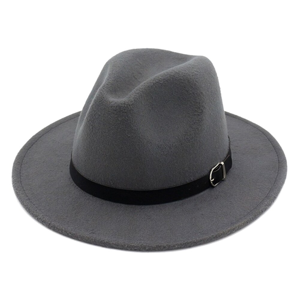 Sombrero Fedora de fieltro, ala ancha, flexible, sombrero para sol Panamá, vaquero, para playa, iglesia, Unisex, ZJ55: Gris