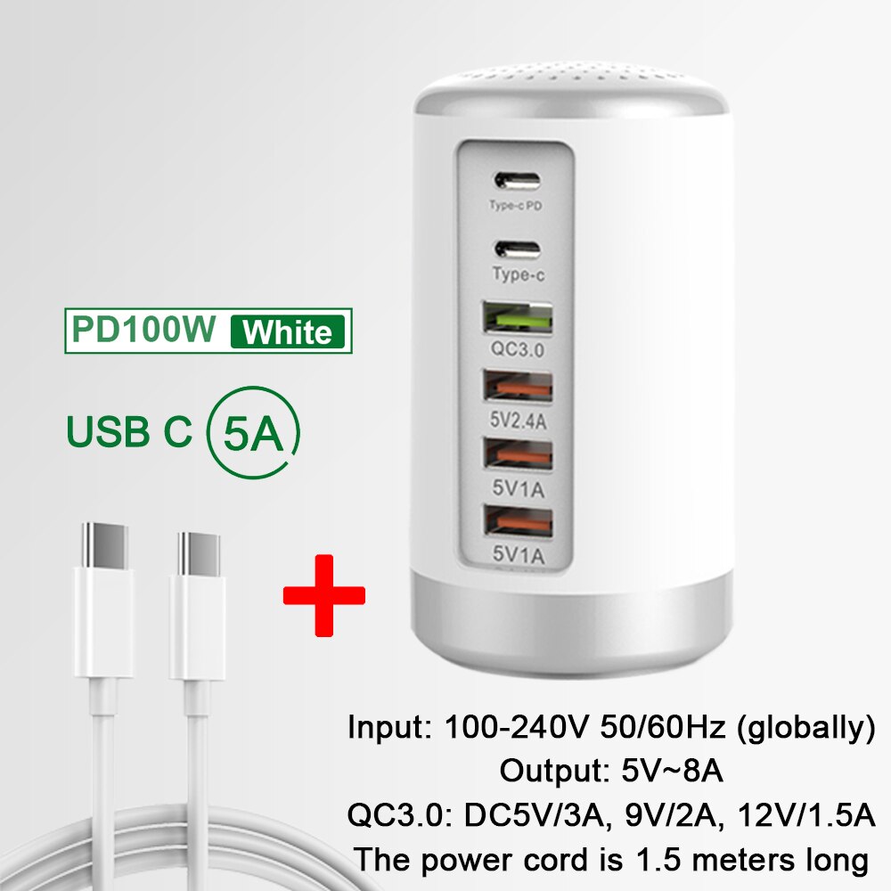 65W QC3.0 USB PD Charger Adapter Universal For iPhone Xiaomi Huawei Samsung Mobile Phone Laptop Tablet Wall Charge Fast Charger: UK Plug / White 2-in-1