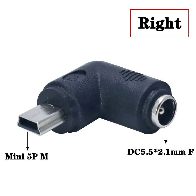 DC5.5 * 2.1mm Male Female To USB Mini 5P Micro 5P Type-C Male Female Adapter Elbow Android Phone DC Power Adapter 5V Interface: black