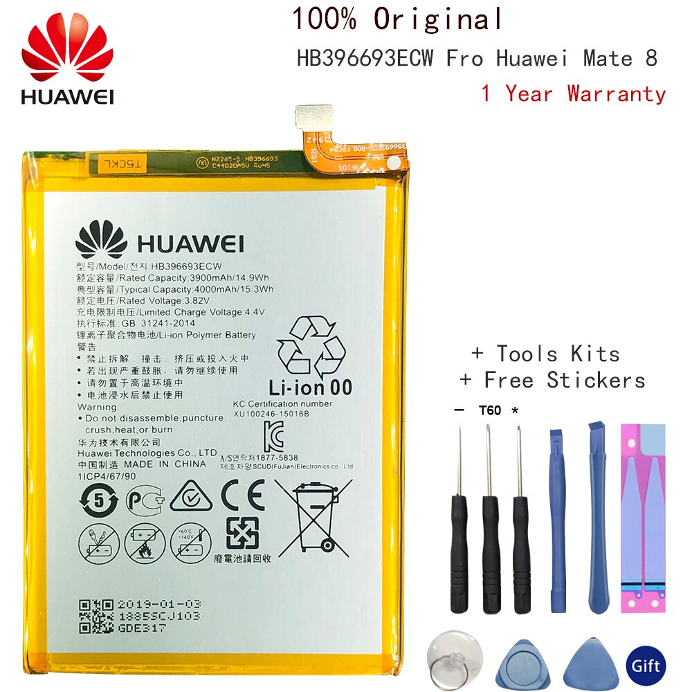 Huawei Mate 8 9 10 10 Lite 10/10 Pro P20 P10 plus honor 8 9 10 9i 10 Lite V9 Nova 2 3 4 2i Honor 6C 5A 7A 8A Original Battery: HB396693ECW