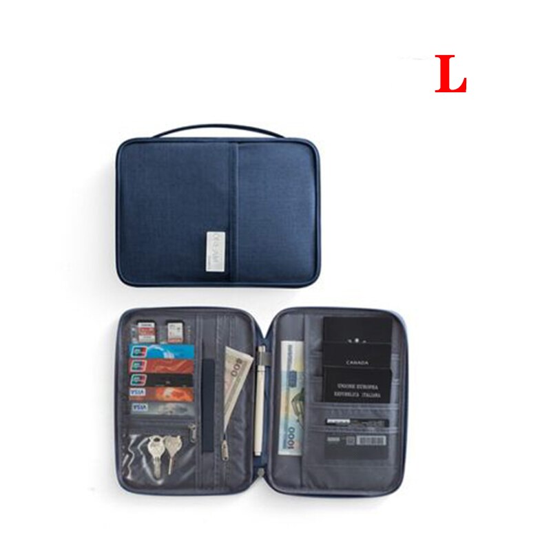 Reizen Portemonnee Familie Paspoorthouder Creatieve Waterdichte Document Case Organizer Travel Accessoires Document Tas Kaarthouder: Navy   L  Card Pack