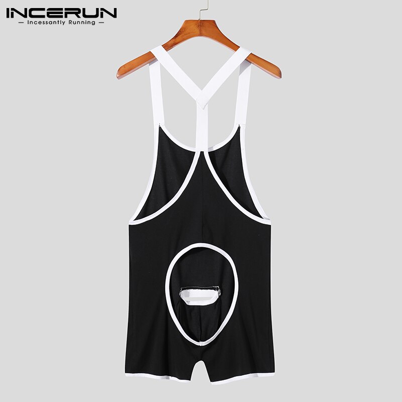 INCERUN – combinaison sans manches pour homme, tenue de loisirs Simple et Sexy, tenue confortable, 2 couleurs unies, offre spéciale, S-5XL