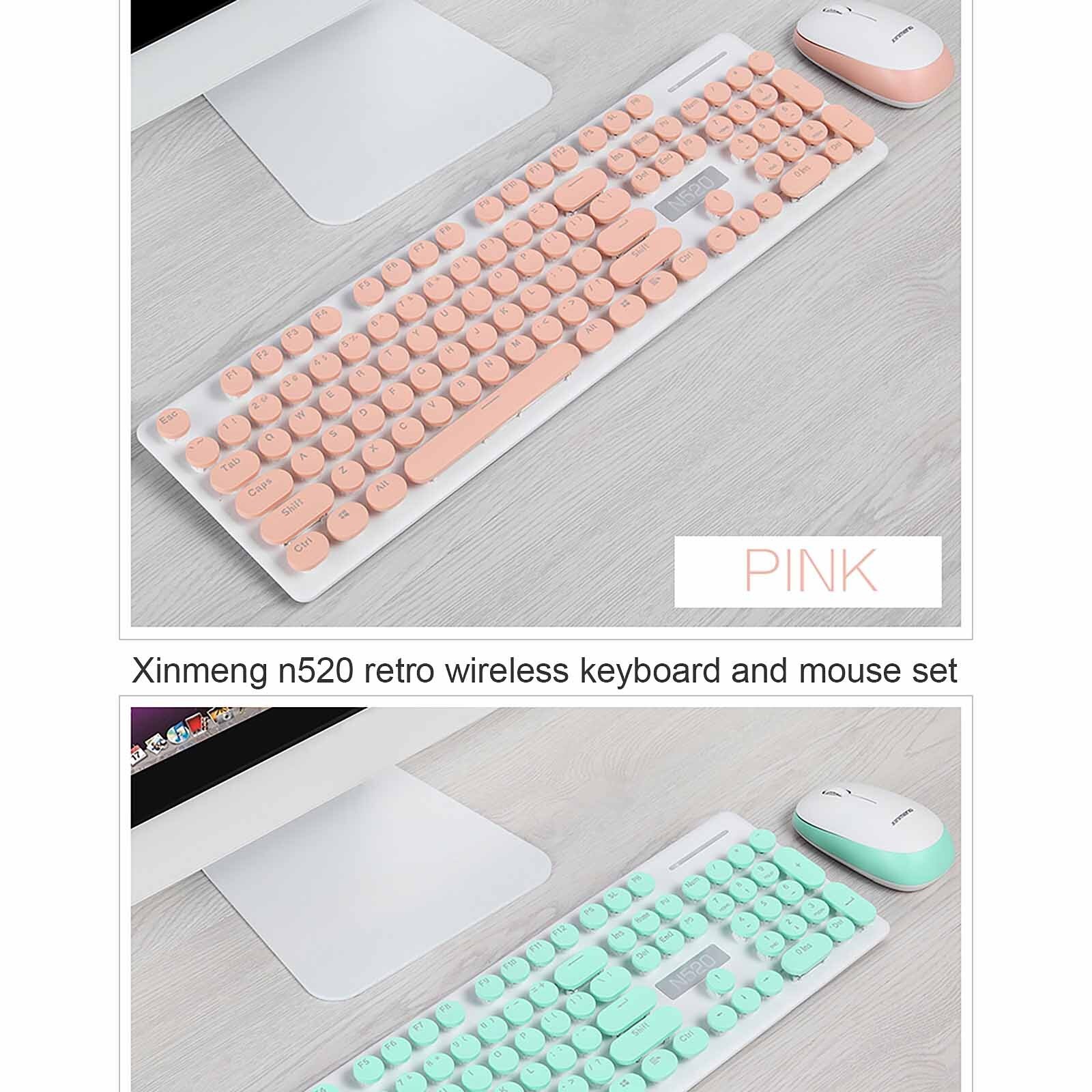 Retro Style Wireless N520 Keyboard And Mouse Set 2.4G Wireless Keyboards And Mouses 1600DPI Mouse Combo For Office And Game
