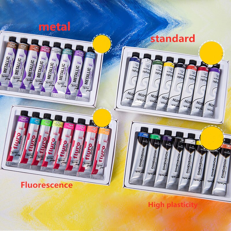 8 Stuks Metal Fluorescerende Kleur Acryl Verf Set Handgeschilderde Muurschildering Textiel Verf Diy Art Materiaal Olieverfschilderij pigment