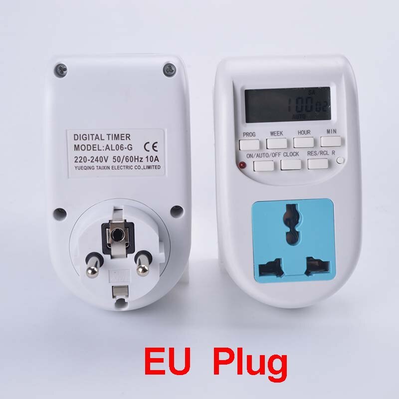 Temporizador Digital con enchufe británico y europeo, temporizador electrónico programable semanal, pantalla LCD, 220V, 50Hz, 10A: EU Plug 220-240v