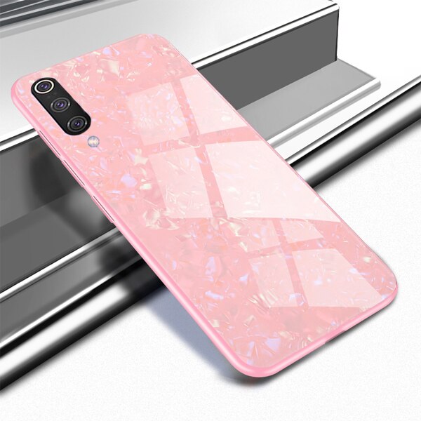 Shell Pattern For Xiaomi Mi 9 Tempered Glass Case Back Cover Soft TPU Anti-Scratch For Xiaomi Mi 8 Mi8 Lite Light Se Explore MI9: For Mi 8 Lite / Pink
