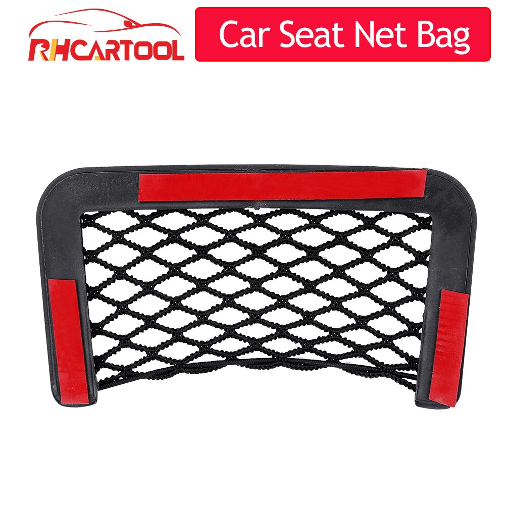Bolsa de red negra Universal para coche, soporte para teléfono, organizador de bolsillo para malla de coche, bolsillo para cartera, llaves, bolígrafos y más