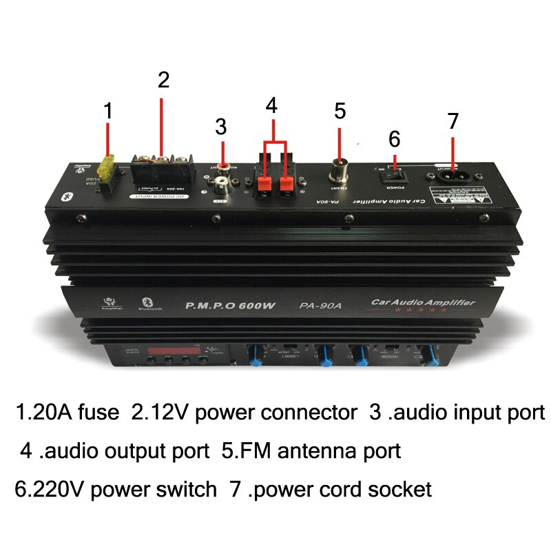 600W 12V 220V 2-Channel Bluetooth Car Amplifier Dual-use High-Power Auto Amplifiers With Remote Control