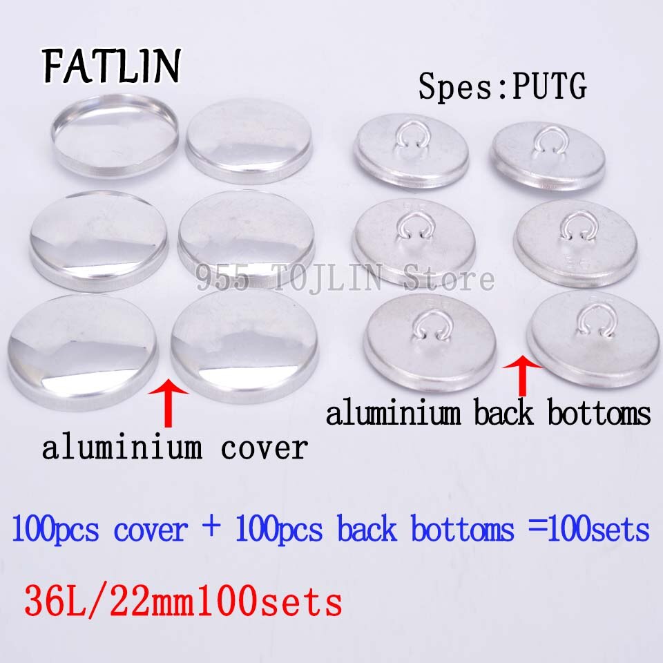 100 set 36l aluminiumklädda tygknappar handgjorda handgjorda metallformar brödform runt tyg fatlin: 36 l 100 set knappar g